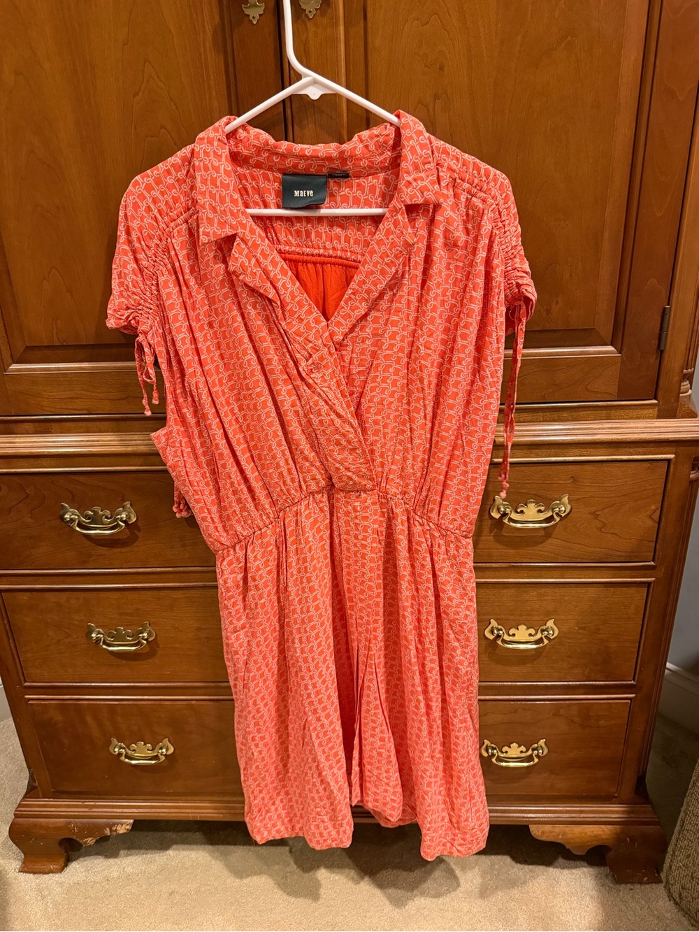 Marve Coral Wrap-Style Womenโs Dress
